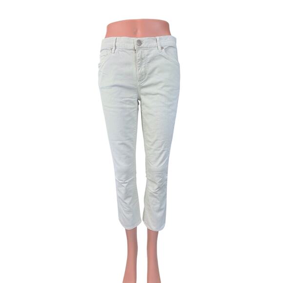 Ann Taylor Loft Refreshing Mint Green Modern Kick Flare Crop Jeans Sz 4 - Picture 1 of 16